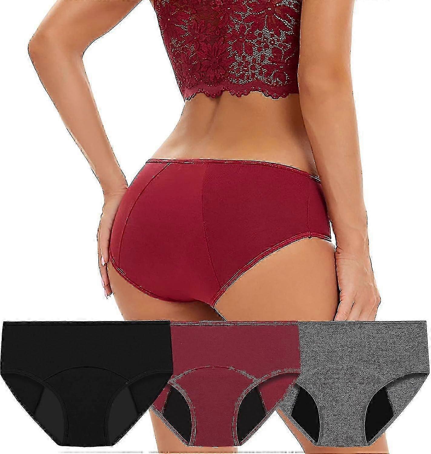 3 قطع سراويل الحيض ، سراويل الحيض تدفق وفيرة سراويل الحيض ، النساء ماصة للماء دون تسرب الملابس الداخلية الفسيولوجية