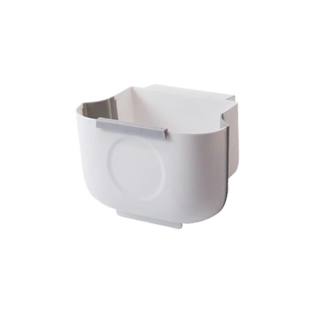 Wall Mounted Trash Can, Foldable White Garbage Bin for Home Kitchen Bathroom, Round Design, Thickened Material, Space-Saving
