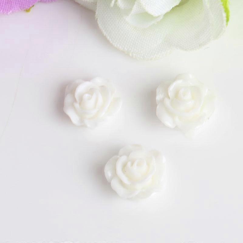 10PCS Vintage Flatbacks Cabochon Rose Flower Resin Lucite Cameo 10MM