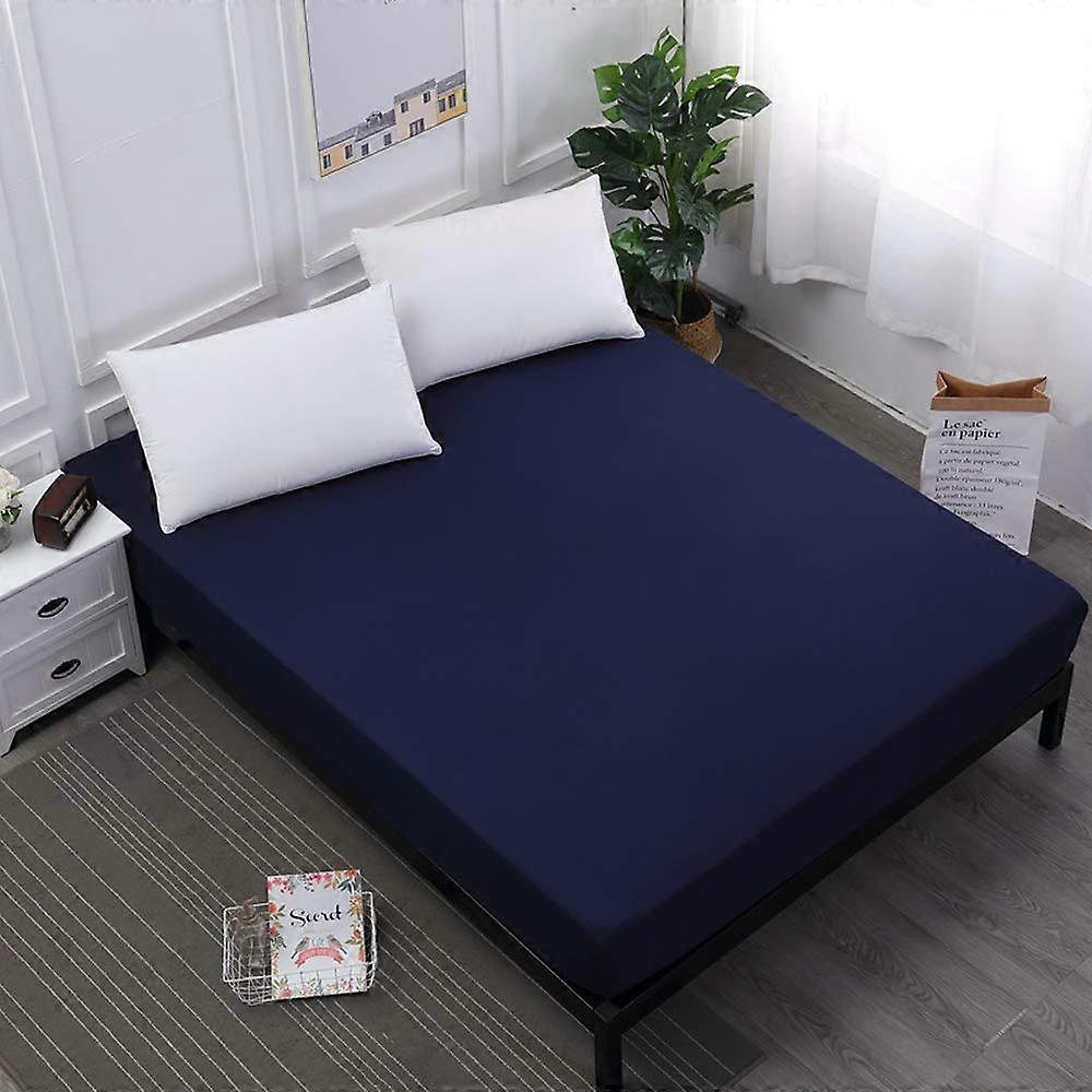 Bed Pad Waterproof Full-Size Dark Blue Bed Cover Layer Waterproof Mattress Protector