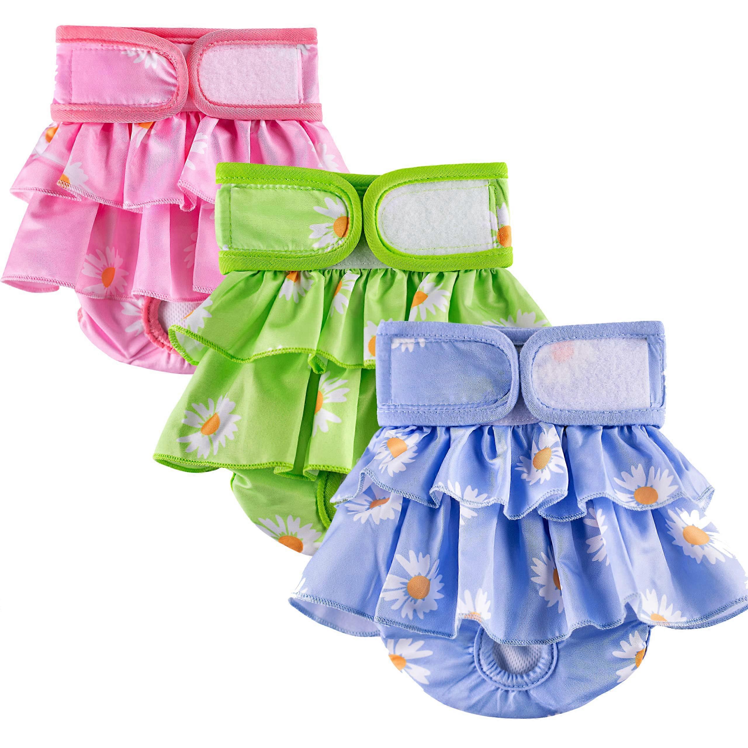 Washable Female Dog Diaper Large Size, Reusable Pet Diapers for Heat, 3-Pack with Adjustable Fit and Soft Material