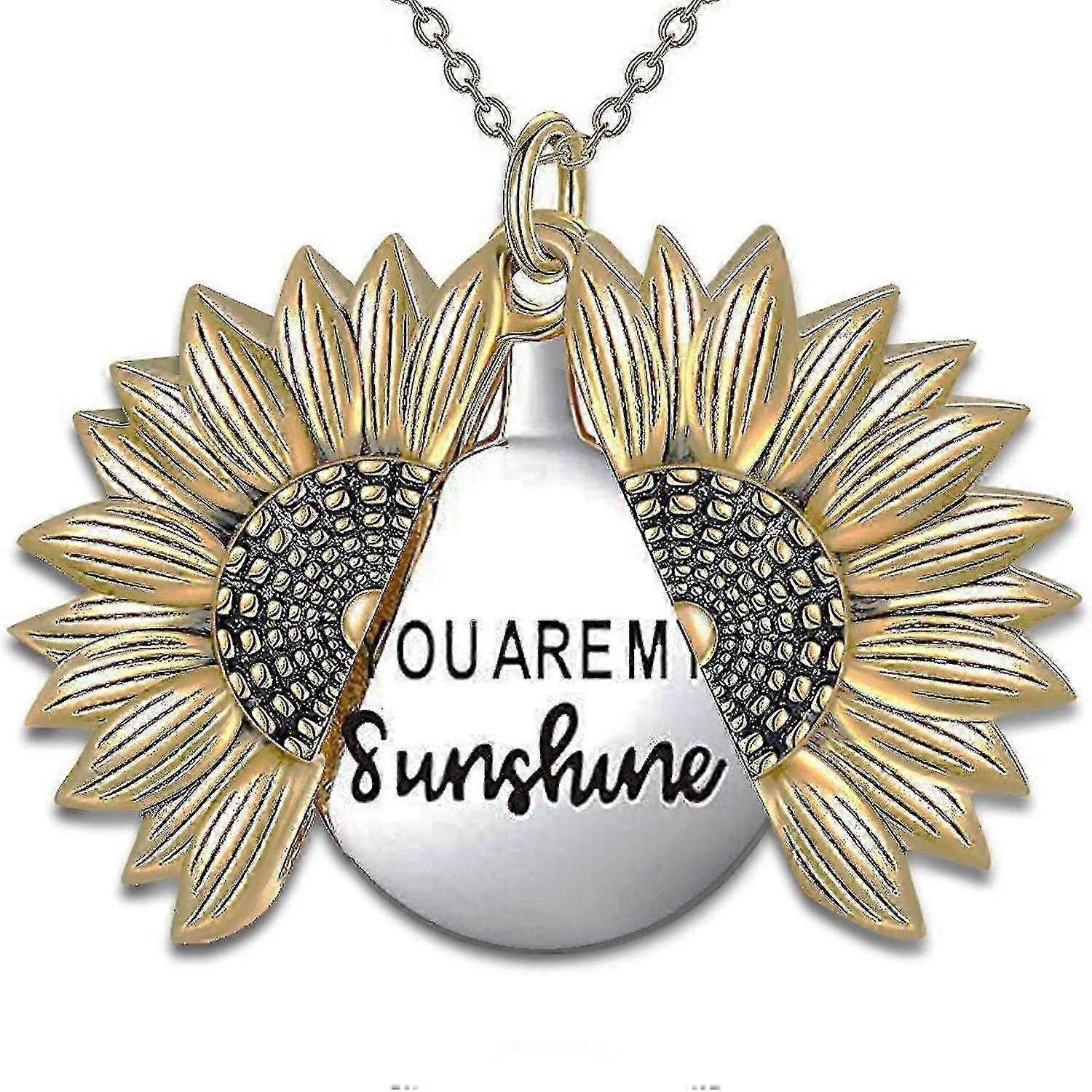 You Are My Sunshine Necklace - Μενταγιόν ηλίανθου με κρυφό μήνυμα για γυναίκες, μητέρα, κόρη
