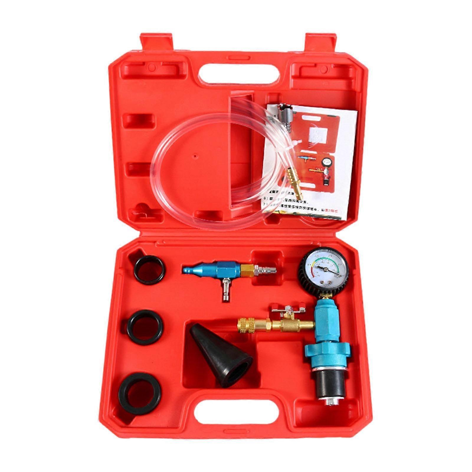 Coolant Vacuum Refill Set, Multipurpose Coolant Fill Gadgets, Pressure Tester With Adapter Hoses, For Vehicle, Red Case