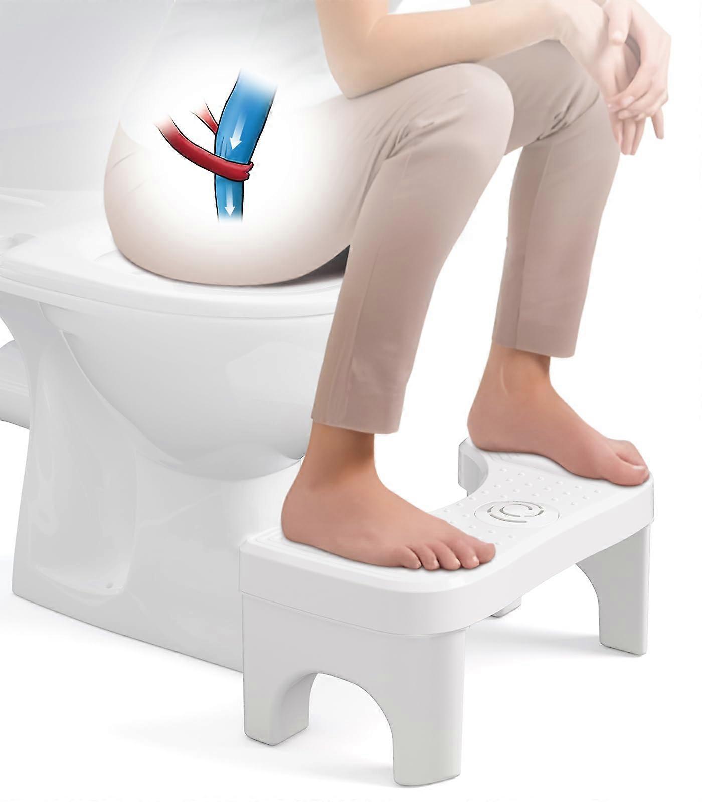 White Toilet Poop Stool, 7 Inch Height Squatting Potty Stool for Adults, Plastic