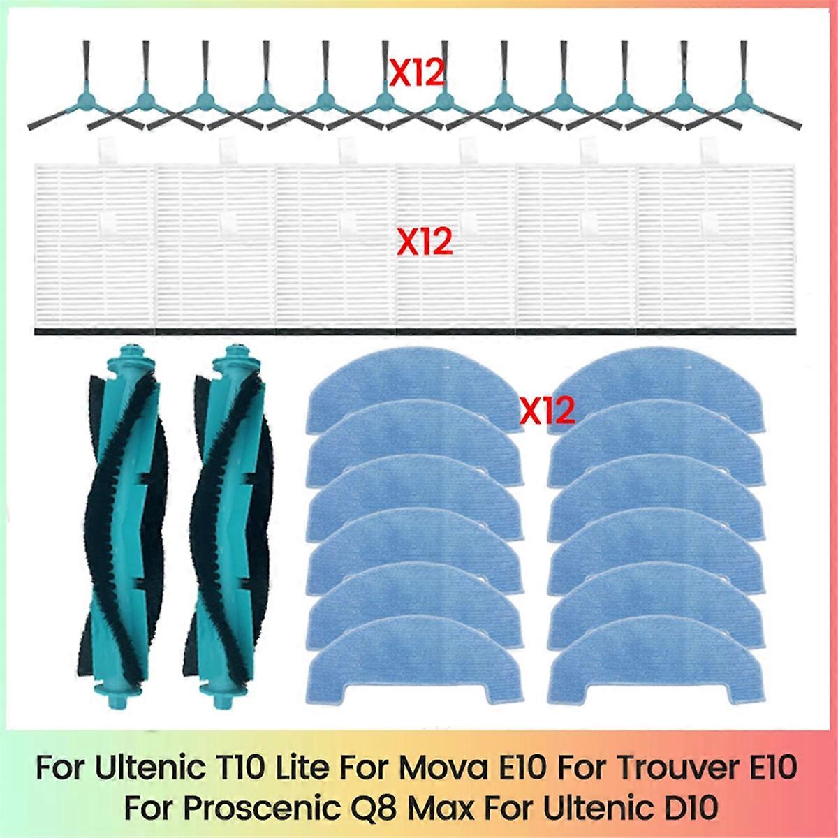For Ultenic T10 Lite, Mova E10, Trouver E10 Proscenic Q8 Max Ultenic D10 Vacuum Cleaner Parts Main Side Brush Filter Mop