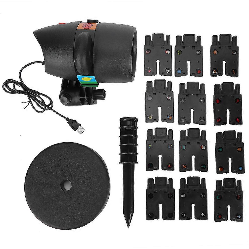 Festive Pattern Projection Light USB Powered Multi-Scene Use Includes 48 Patterns 4 Slides Durable Slide Film Easy Installation For Holiday Deco