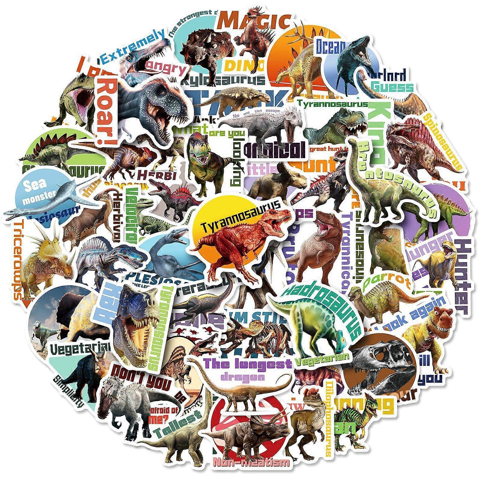 Dinosaur Stickers, Set of 50, Waterproof and UV Resistant, Perfect for All Your Gadgets