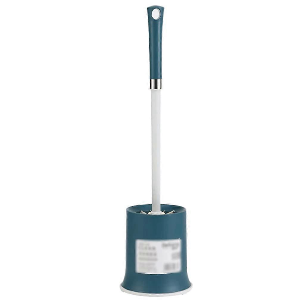 Soft Floor-Mounted Toilet Brush Set - Compact White Toilet Bowl Brush with Soft Bristles and Holder, Reusable Blue Design