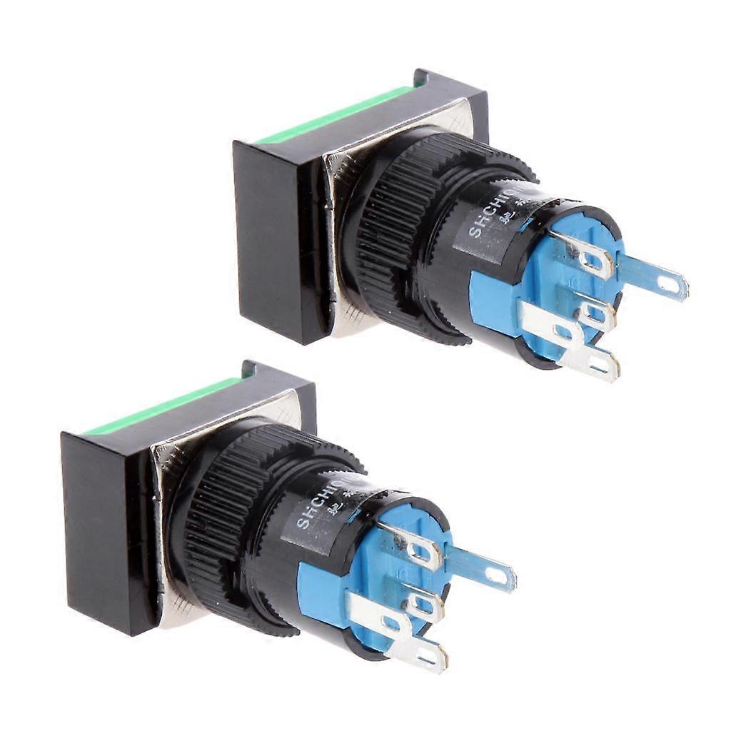 2 LED Illuminated Square Push Button DC 12V Momentary Switch