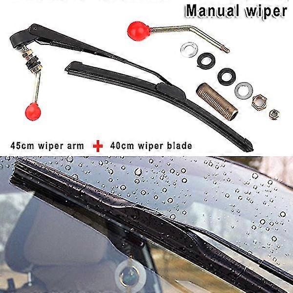 Hand Operated Front Windshield Wiper Car Manual Wipers Universal Wiper Kit Durable Easy Install Universal Fit for Vehicle Cars Trucks