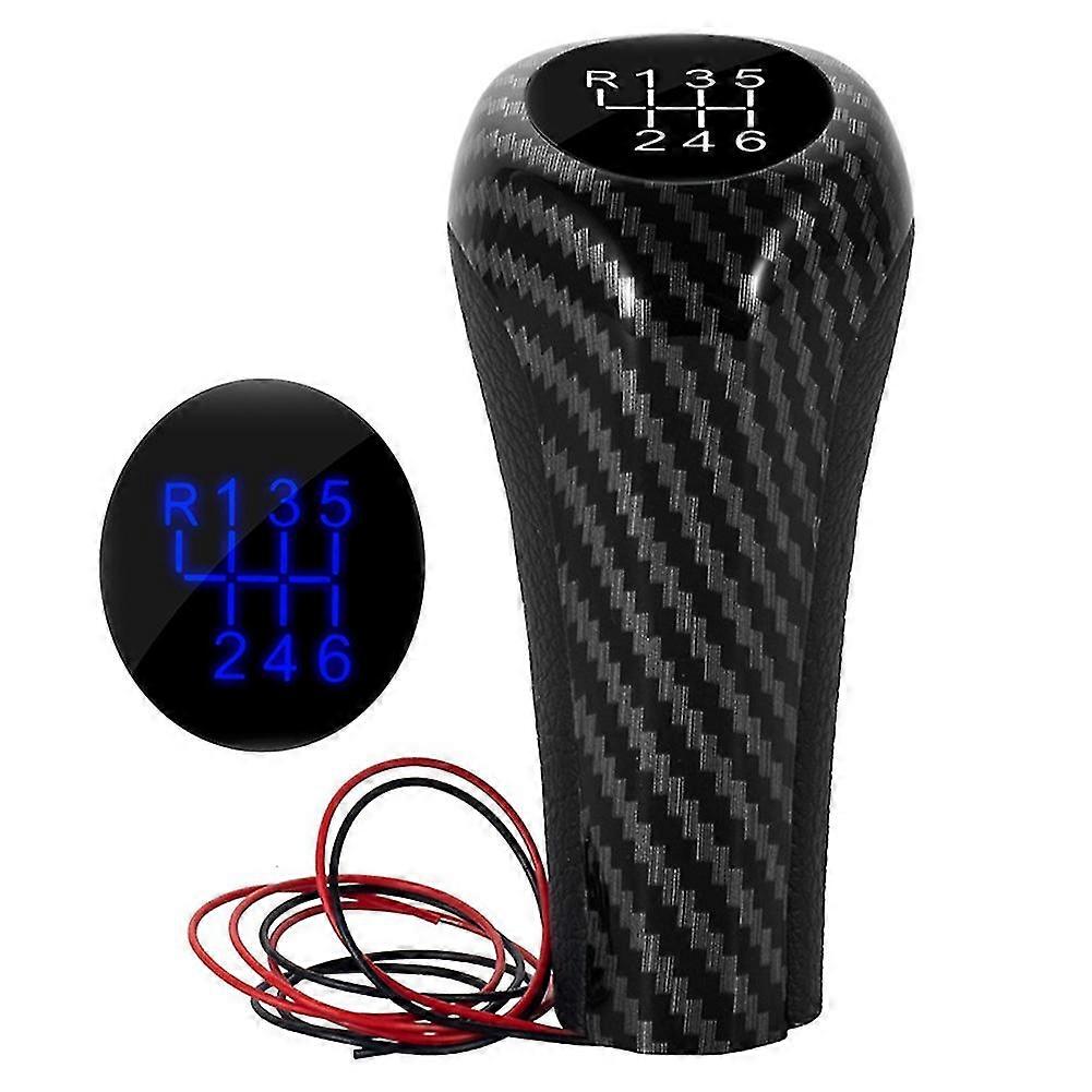 Carbon Fiber 6 Speed Manual Gear Shift Knob W/led Blue Backlight Leather Shifter Lever For E46 E90