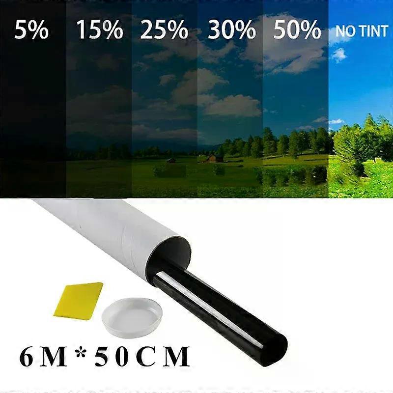 50cm X 6m 1/5/15/25/35 Percent VLT Window Tint Film Glass Sticker Sun Shade Film Suitable for Car UV Protector Foils Sticker Films