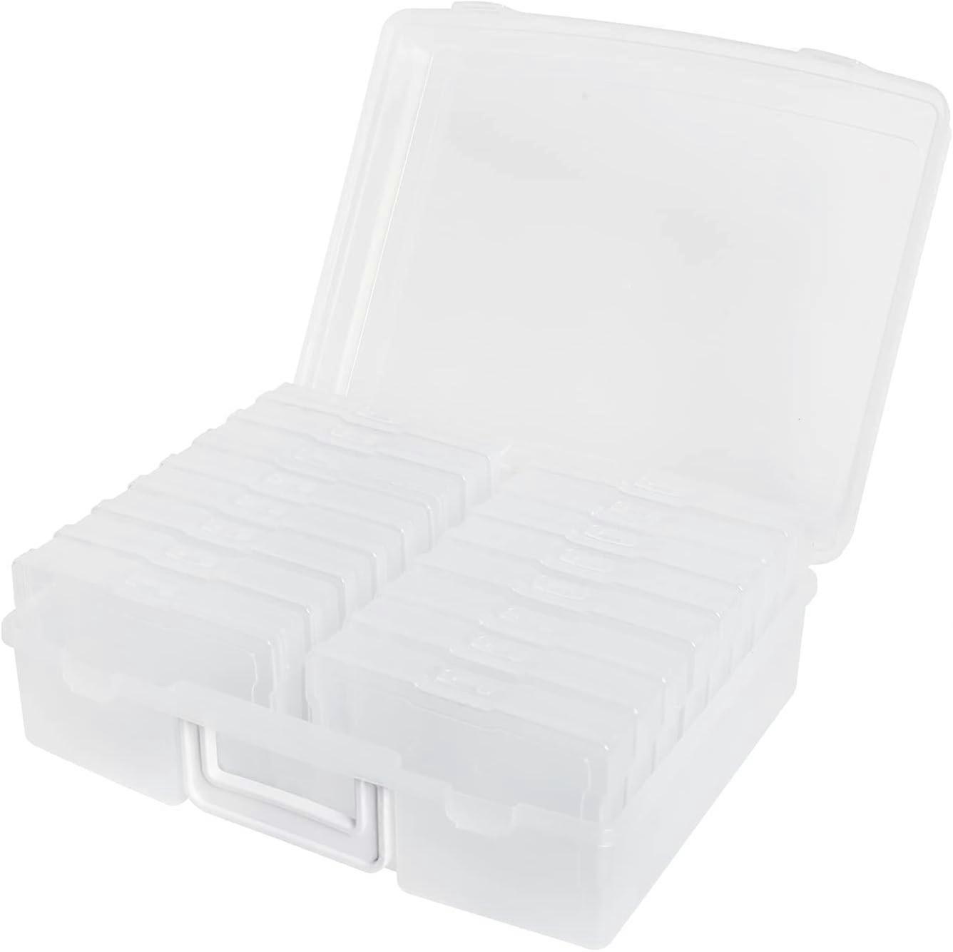 Transparent 4" X 6" Photo Storage Boxes - 16 Inner Photo Organizer Cases Photo Keeper Picture Storage Containers Box for Photos