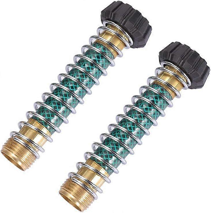 Garden Hose Coiled Spring Protector with Solid Brass Faucet Hoses Coupling Adapter Extension with Comfortable Rubberized Grip 2pcs