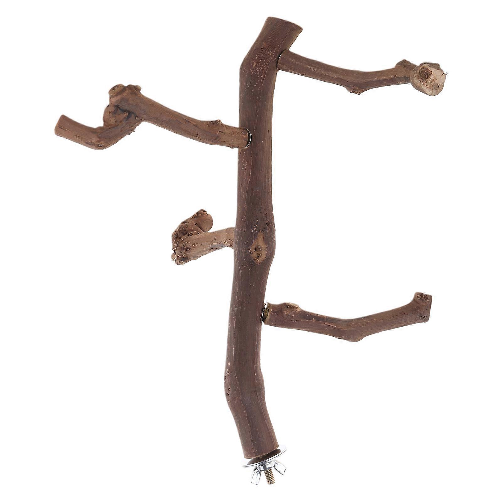 Natural Wood Perch Toy Parrot Standing Rods 4 Short Stands for Small and Medium Birds Multi Usage Bird Stand Toy Multicolor