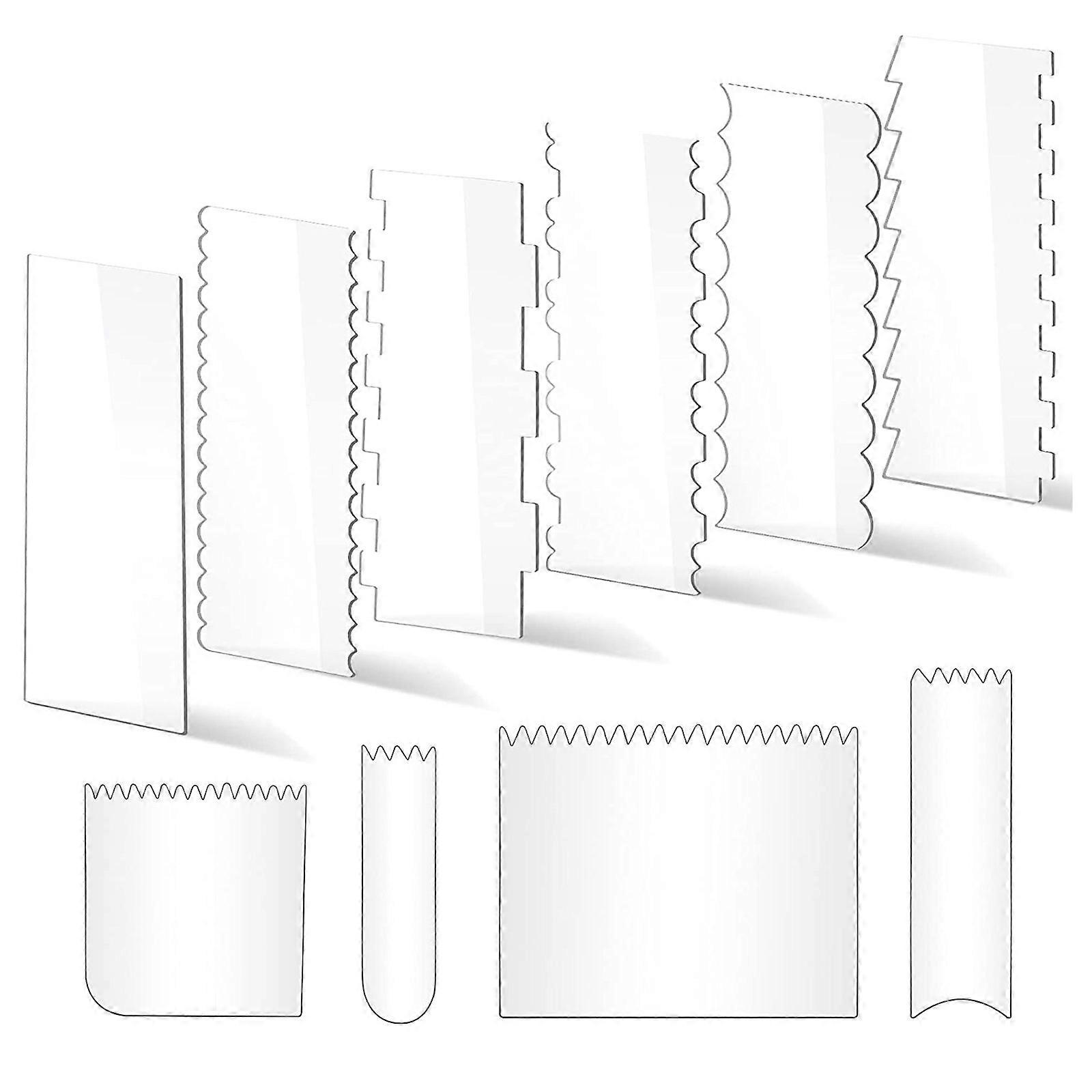 10 PCS Acrylic Icing Frosting Buttercream Large Cake Smoother Cake Edge Smoother Tools for Different Shapes of Cake Edge