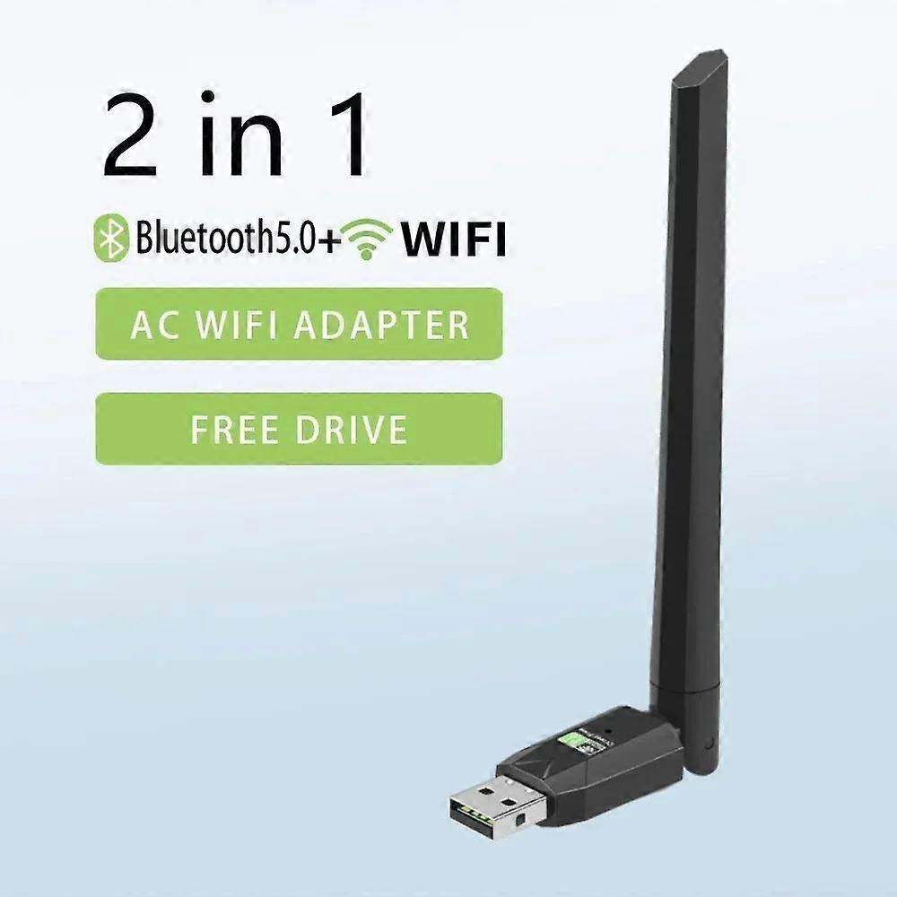 600Mbps USB Bluetooth 5.0 Wifi Adapter Dual Band 2.4G 5G Wi-Fi Dongle Antenna USB Ethernet Network Card