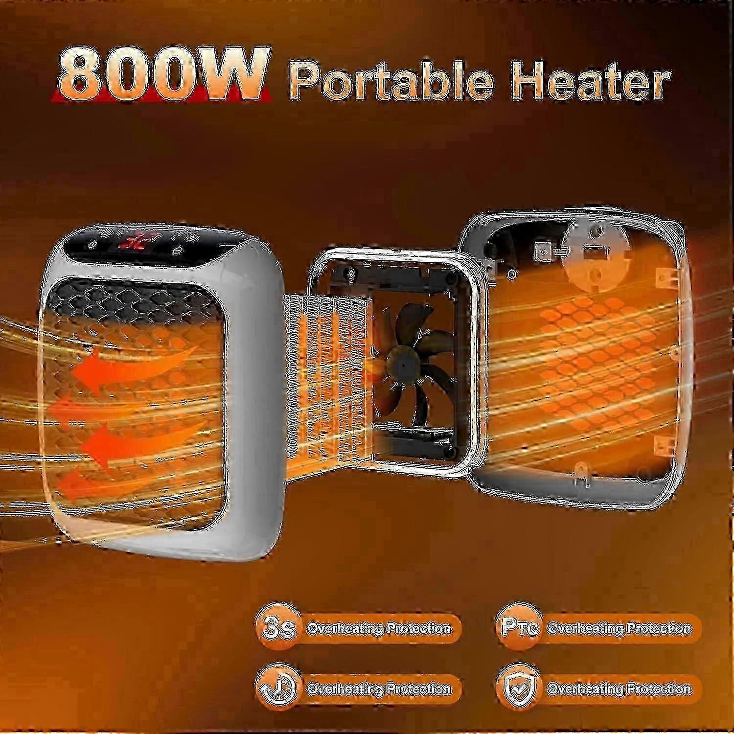 Portable Heater, 800w Ceramic Plug In Heater, Space Electric Fan Heater With Remote Control, 12h Timer, Led Display, 2 Heat Setting-sa
