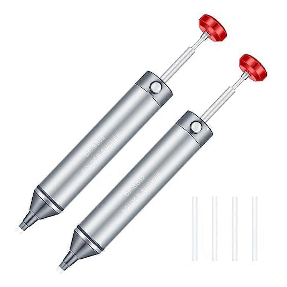 Pack of 2 Soldering Suckers, No Clogging, Aluminium Desoldering Pump, Solder Suction Device, Heat Resistant Silicone Suction Nozzle Ref: 2594