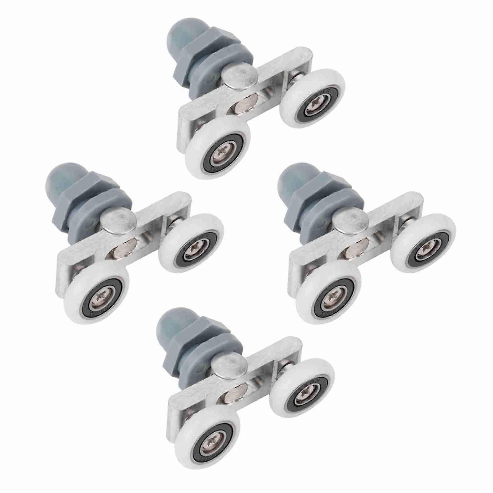 4 Pack Durable Double Sliding Glass Bathroom Door Rollers Wheels (25mm)