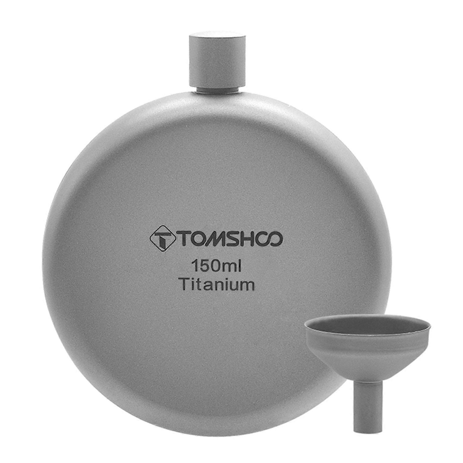 Portable Titanium Round Flask 150ml Lightweight Durable Leak-Proof Design Double-Sided Concave Compact Outdoor Use with Funne