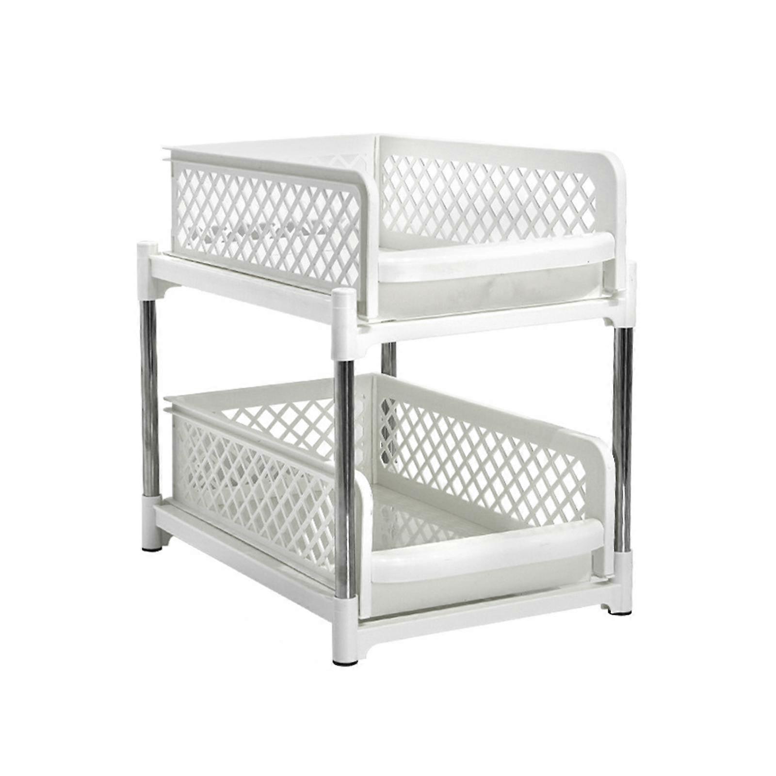 Pull Out Cabinet Organizer Storage Rack 2 Layer Slide Out Drawers