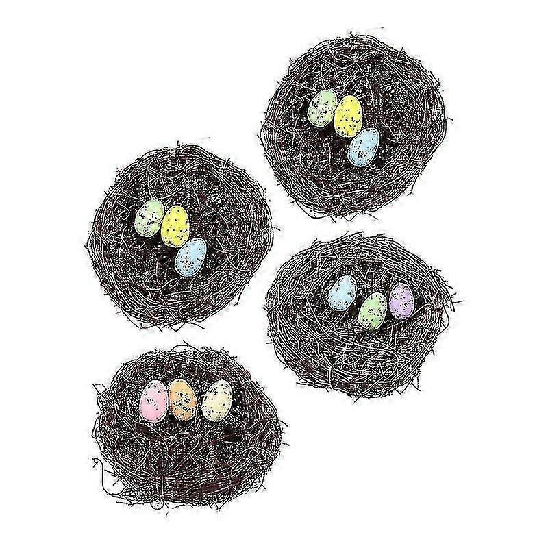 12Cm Assorted Color Special Occasion Card Boxes & Holders 4 Sets Artificial Bird Nest Decors Easter