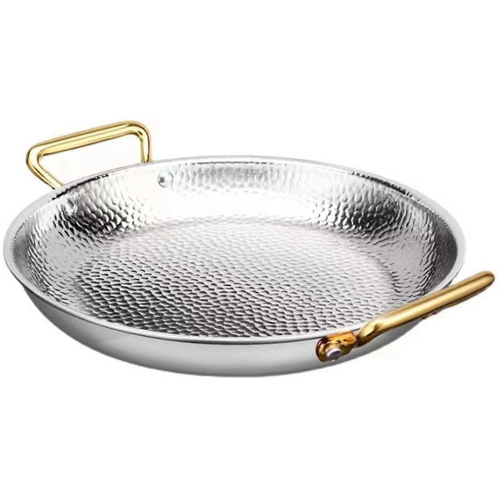 Stainless Steel Double Pan, Spanish Paella Pan 304, Hand Hammered with Two Handles (26 cm) Ref: 4169