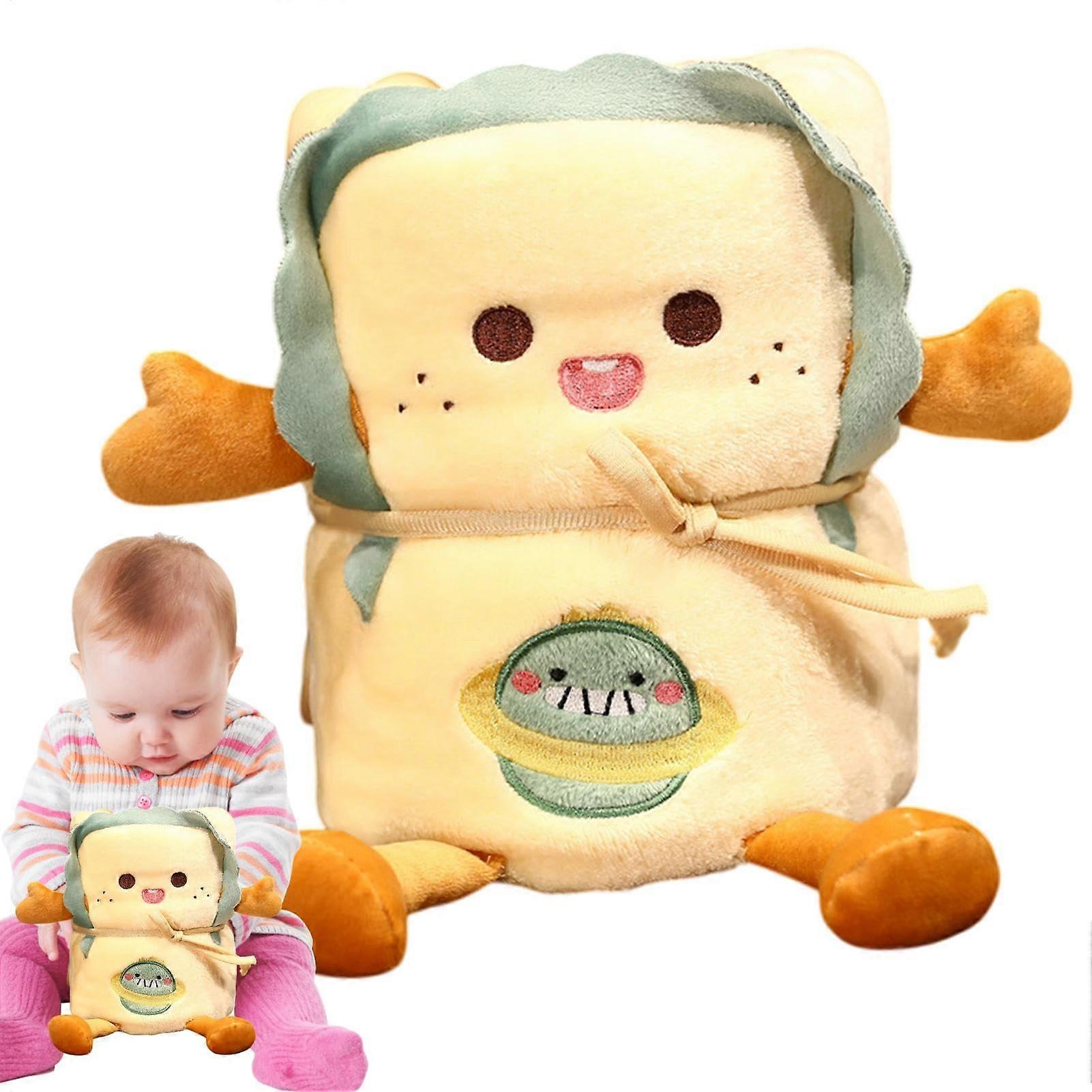 2-in-1 Pillow Blanket for Kids, Plush Dinosaur Throw Blanket, Soft Compact Travel Blanket for Bed and Sofa
