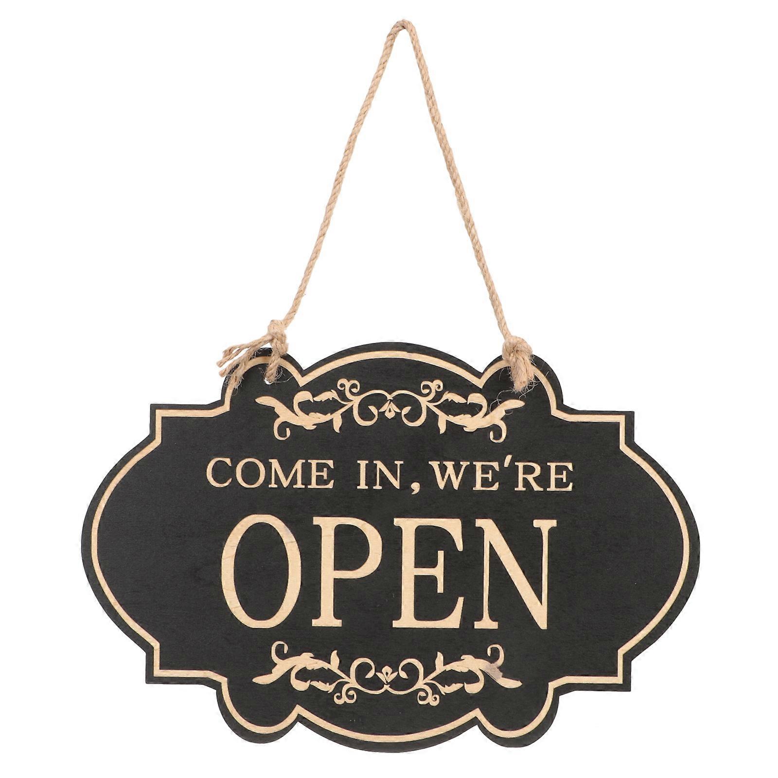 Panneau de porte ouvert ouvert en bois rétro Plaque de porte double face pour la décoration de café Décoration de porte polyvalente élégante informant les clients de l’état de l’entreprise