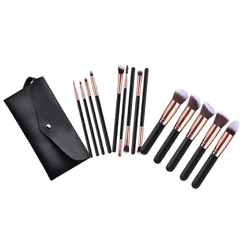 14 Piece Chic Makeup Brush Set with Portable Bag for Eyeshadow, Foundation & Concealer – Easy to Clean & Store