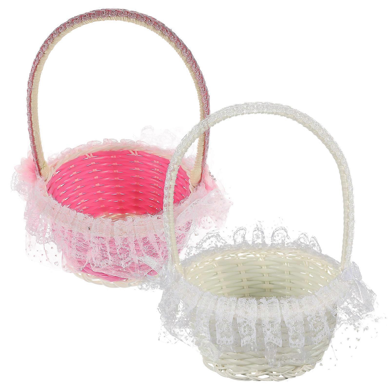 Handwoven Flower Baskets with Handles – Sturdy Storage for Weddings, Parties, Gardens, and Home Use – 2PCS Set