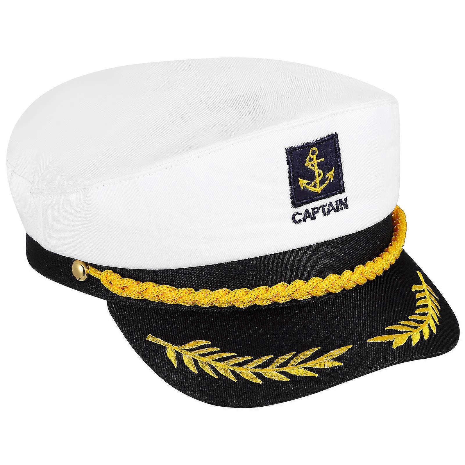 Adult Yacht Boat Sailor Captain Hat Marine Style Square Brim Cotton 1Set