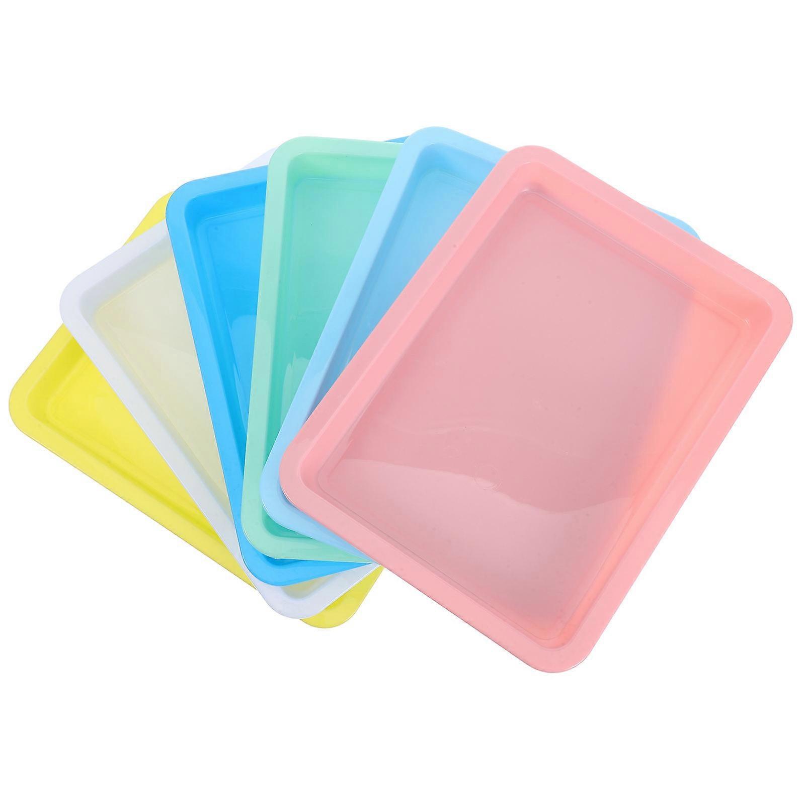 6pcs Plastic Trays for Art & DIY Projects – Non Slip Craft Organizer for Classroom Group Activities and Creative Play, Assorted Bright Colors