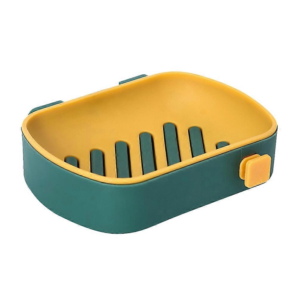 Wall Mounted Soap Drying Rack Double Layer Drain Rectangular Soap Holder for Shower Room 12.5cm x 9.5cm x 3cm Plastic Modern Style 1Pcs