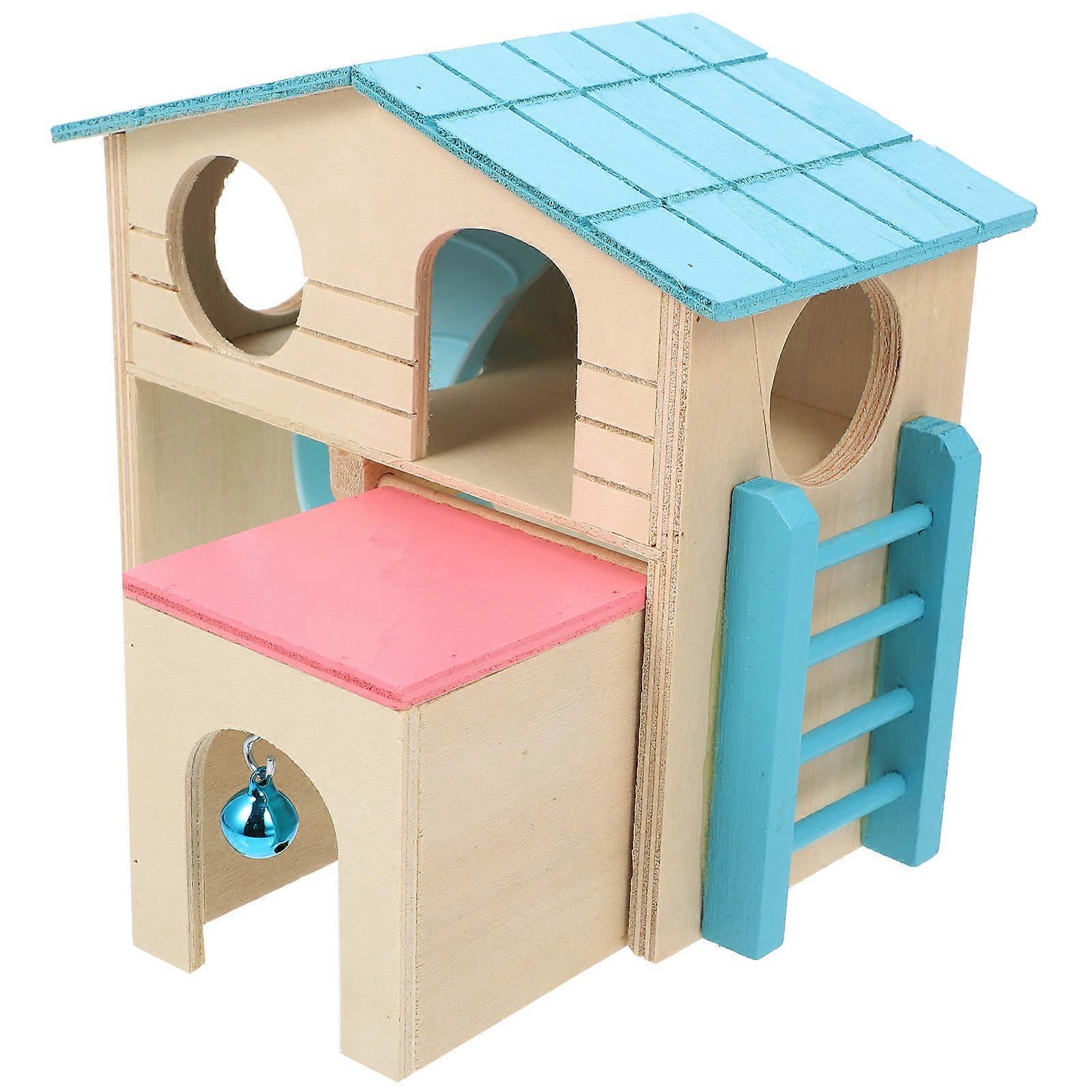 Pet Hamster House Blue Climbing Sliding Bell Sound Hideout Nesting Resting 1Pack