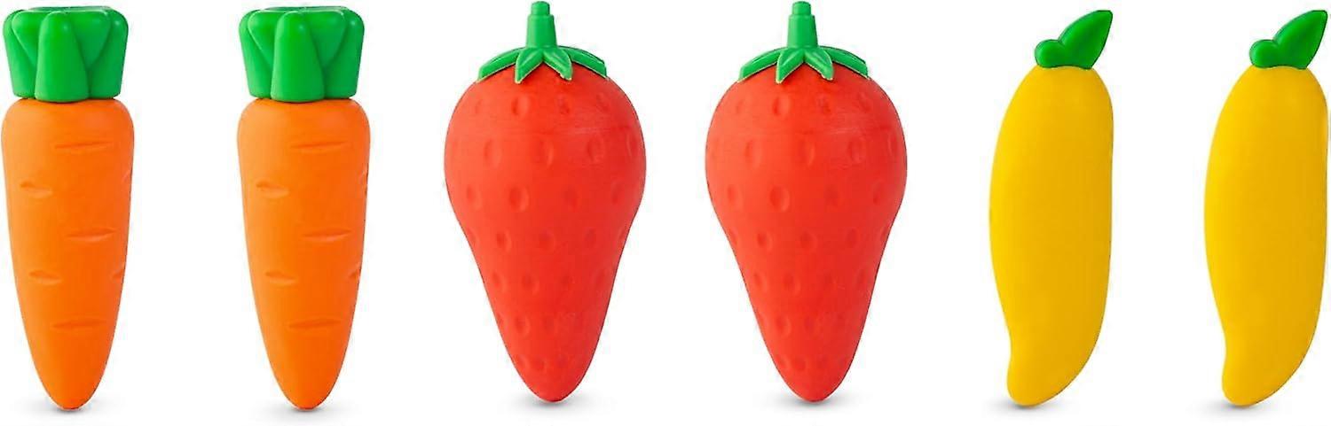 6 pcs Pencil Erasers - Large Pencil Erasers - Fruit & Vegetable Puzzle Erasers - 3D Erasers That Pull Apart, Carrot, Mango