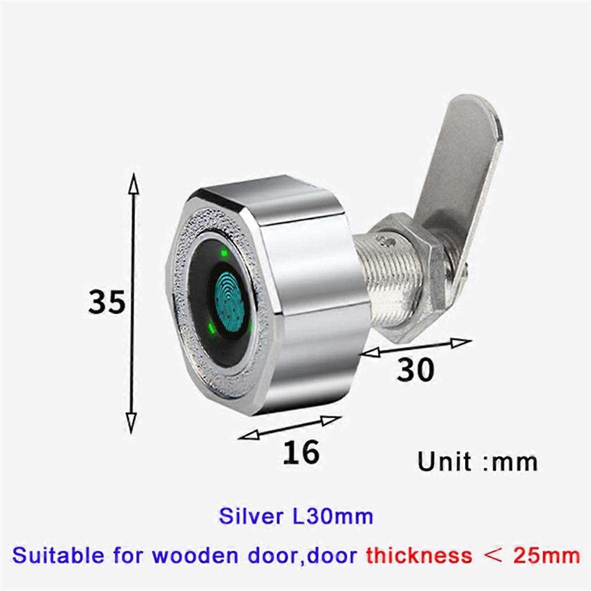 Tuya APP Smart Fingerprint Cabinet Drawer Silver L30mm