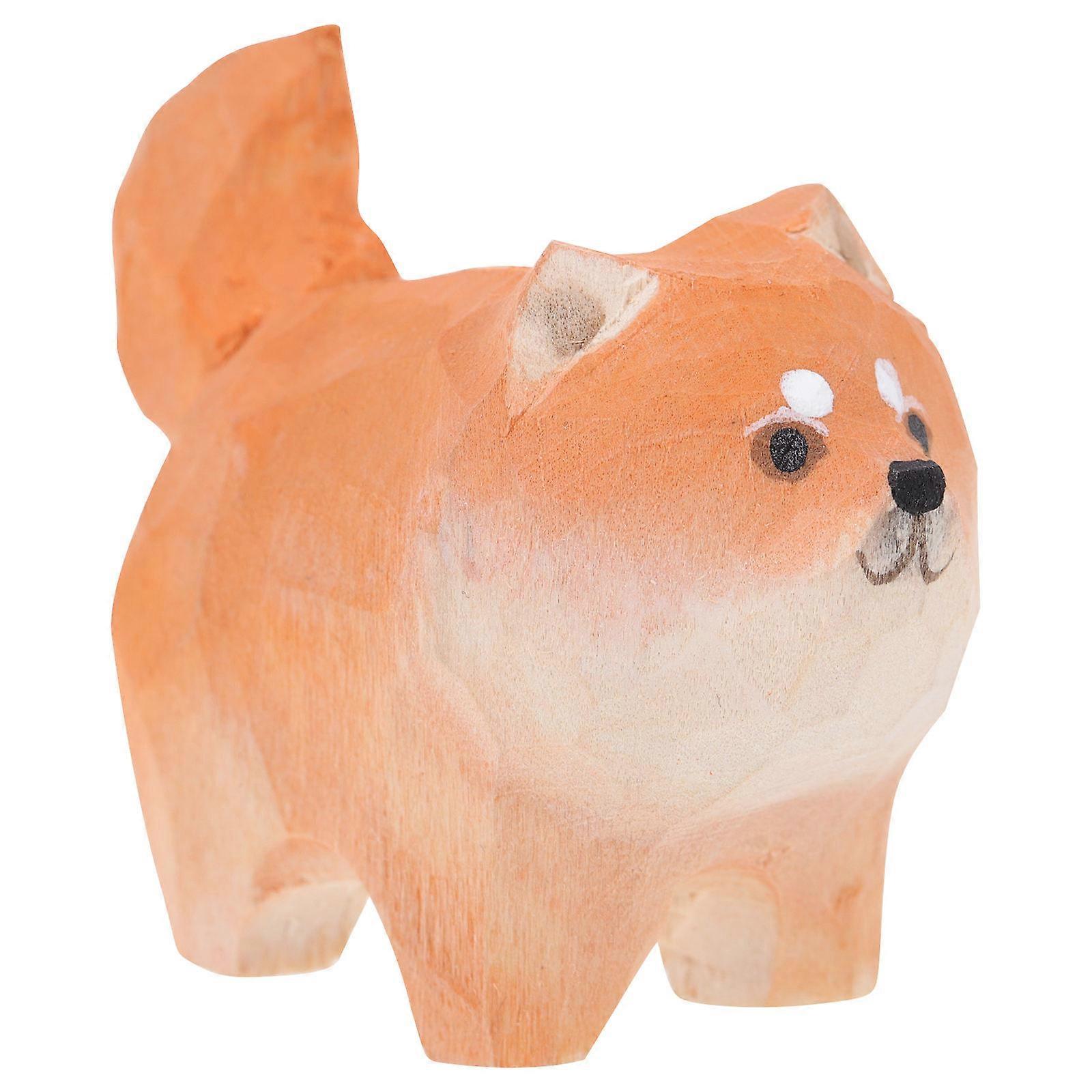Tabletop Dog Adornment Ornament Wood Carved Decor Home Chocolate 4.5x2x3.8cm 1Set