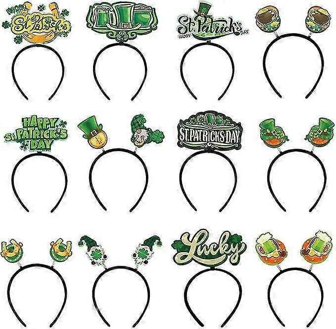 12 Pieces Festival Decorative Headbands for St. Patrick's Day Party Props with Shamrock Design