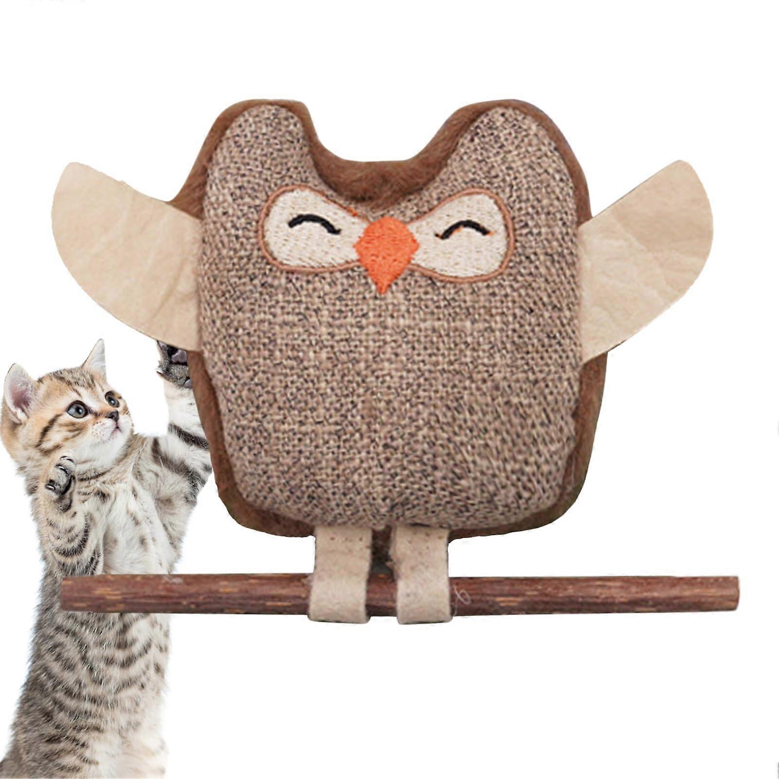 Catnip Toy For Kittens, Indoor Cat Toy With Moving Feather Ball, Interactive Play, Dental Chew, Brown