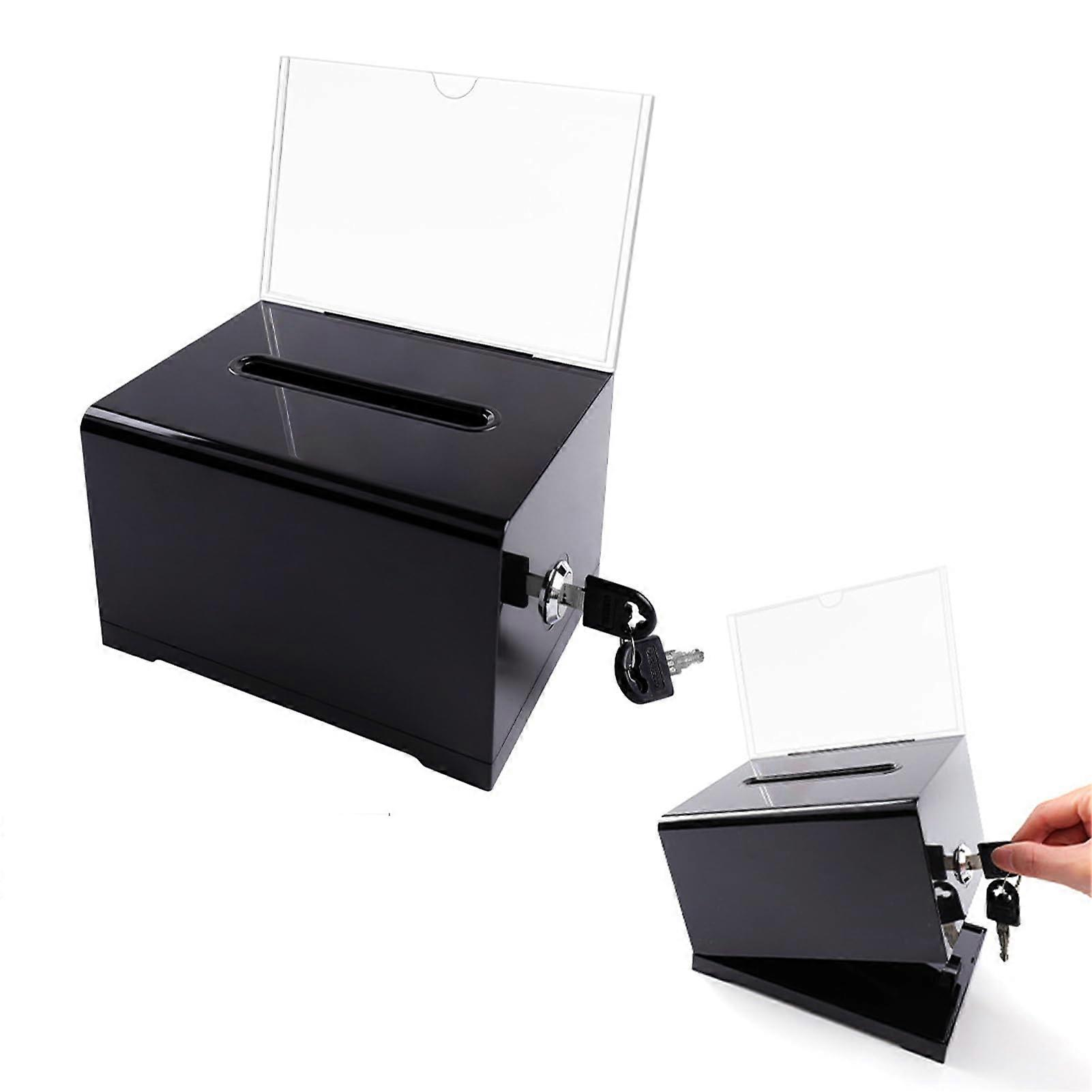 Donation Box with Lock, Secure Suggestion Box, Storage Container for Voting
