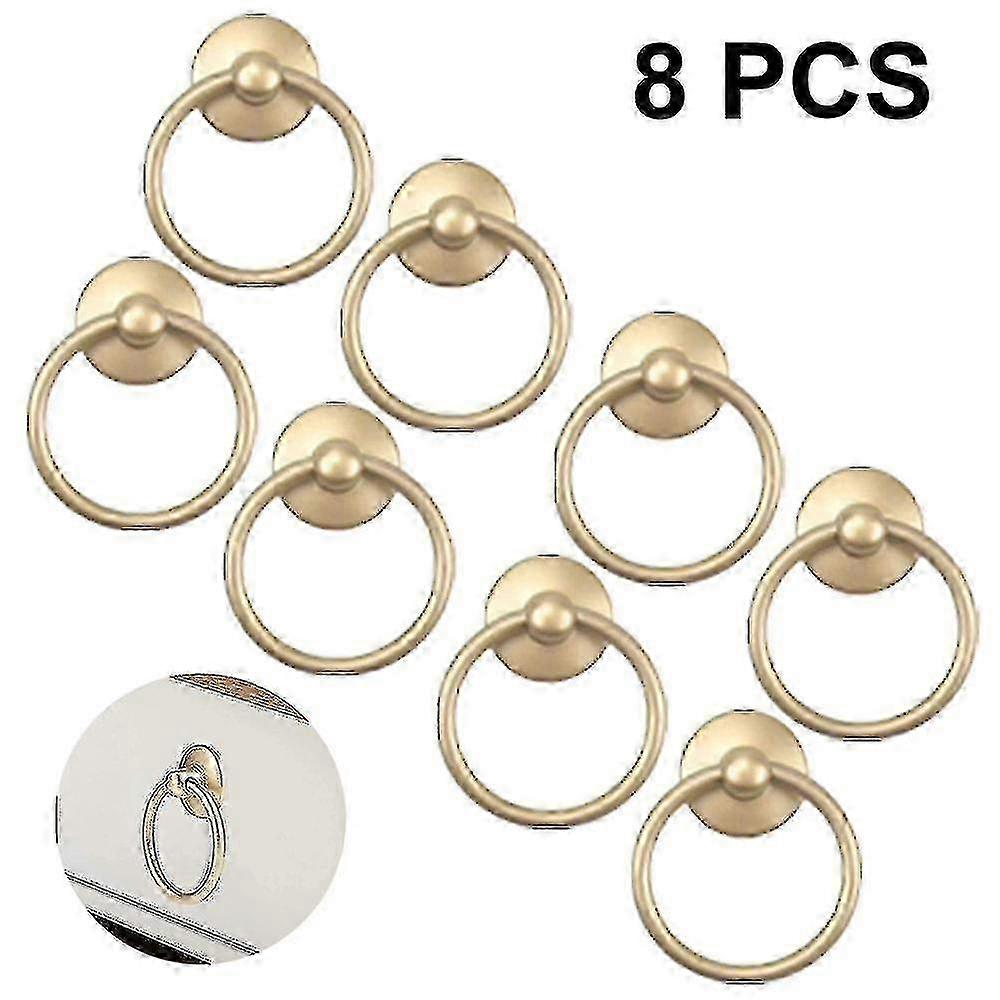 8 Pcs Retro Style Round Cabinet Ring Knobs Antique Drawer Pulls Handles for Door Cupboard Dresser with Single Hole Design