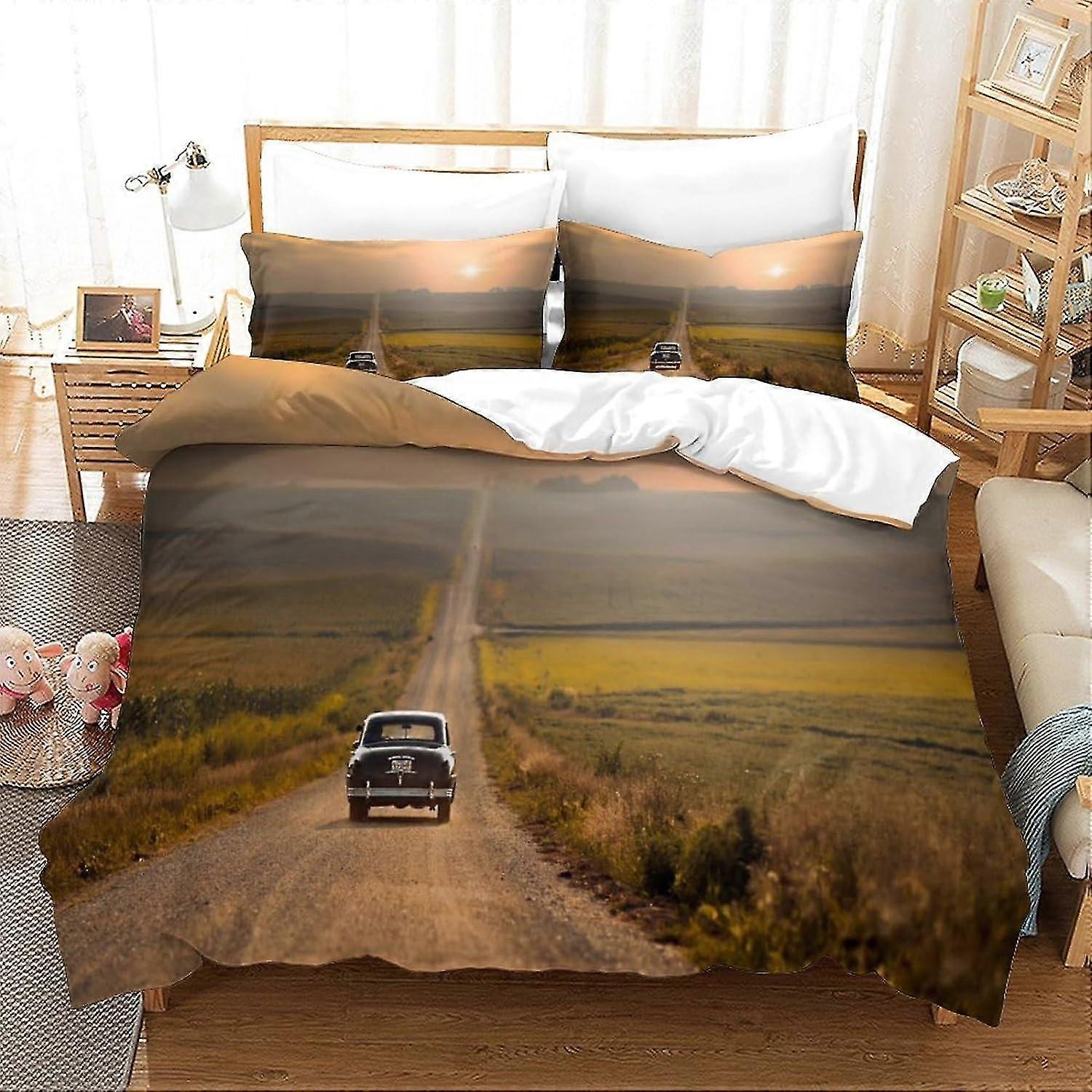 Conjunto de colchão estofado 3D, microfibra, 3 peças com zíper e 2 fronhas, adequado para adolescentes e adultos