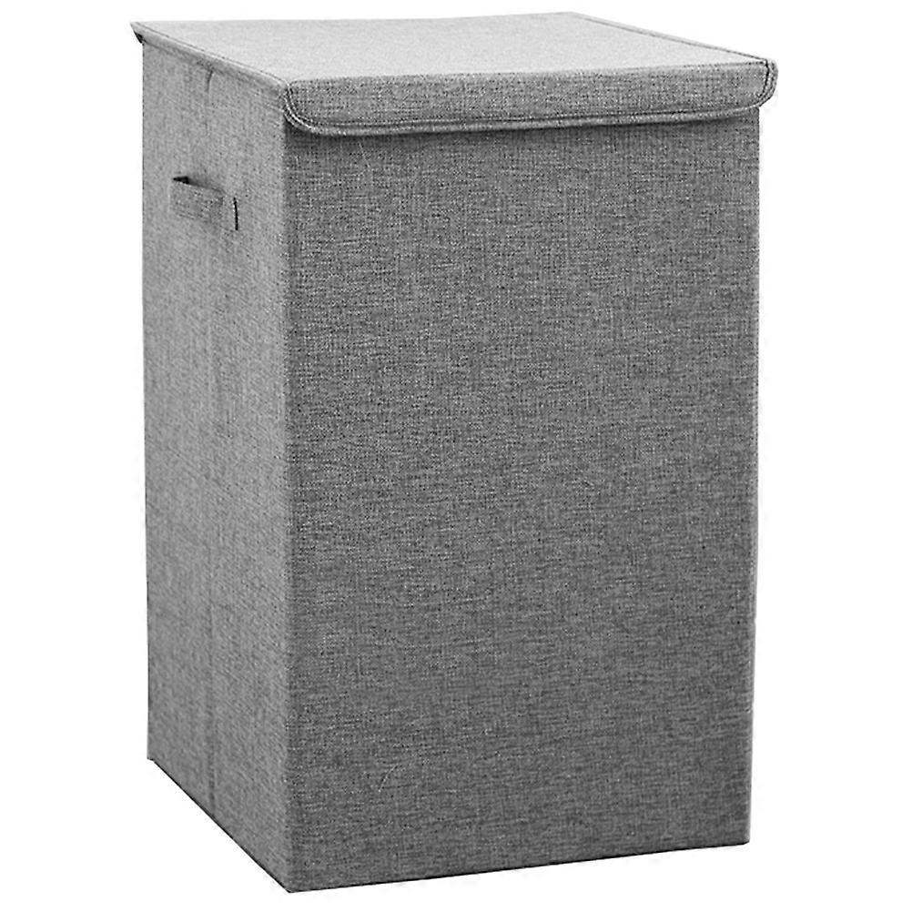 Cute Laundry Hamper Large Rectangular With Handle and Lid Design Fabric Grey 56x34cm 1Set