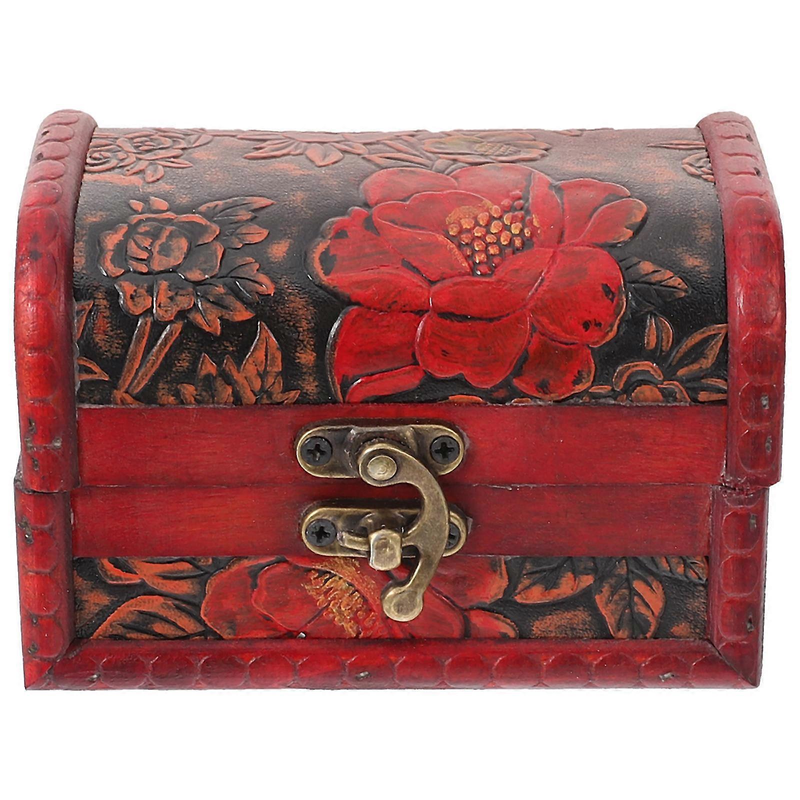 Small Decorative Box Wooden Jewelry Chest Keepsakes Chest Treasure Box Adults 1Pack
