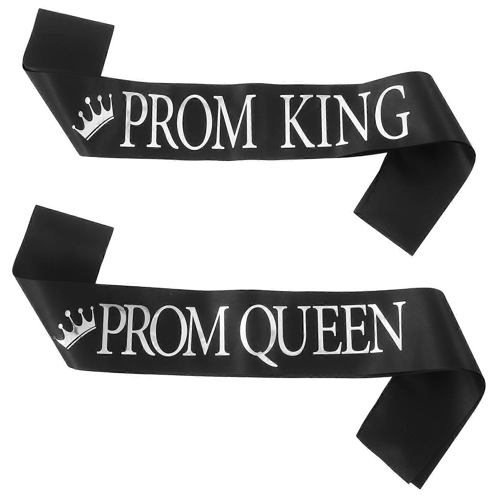 Prom King and Queen Sashes Set of 2 Elegant Lightweight Shoulder Belts for Graduation Parties Celebrations Photo Backdrops and Special Occasions