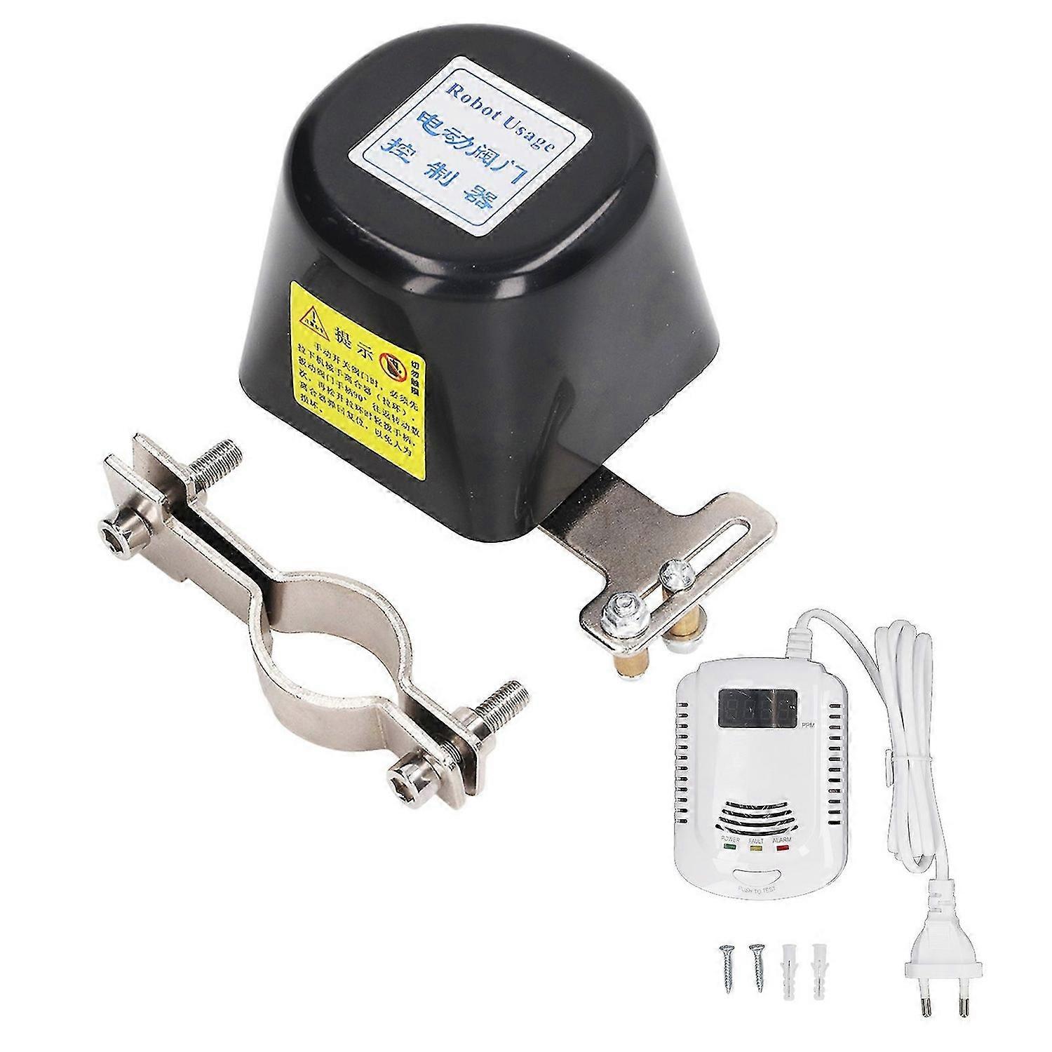 Gas Pipe Valve Control Alarm Set Electric Valve Controller Gas Leakage Detection Alarm Detector AC90240V EU Plug