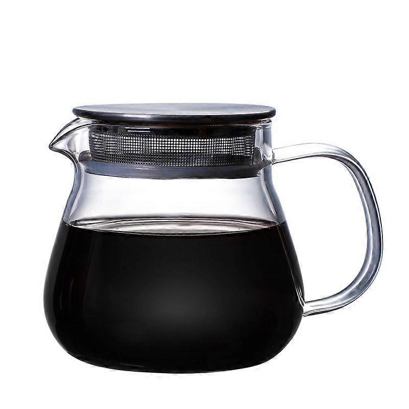 Chauffer Cafetière Cafetière à la main Couvercle en acier Pot de partage transparent Pot d’infusion en verre avec poignée