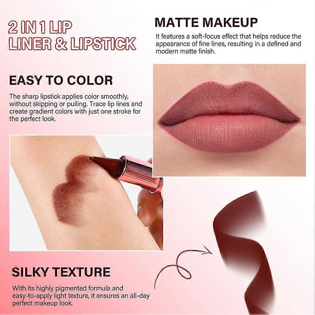 Lipstick lip liner (black tube) #5 (foreign version) (E)$Cross-border lakerain lipstick lip liner long-lasting color two-in-one lip liner lipstick